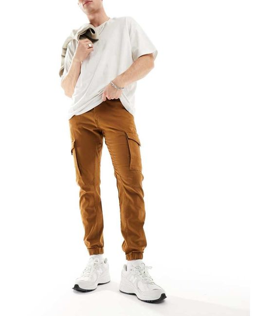 Jack & Jones White Intelligence Cuffed Cargo Trouser for men