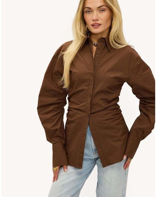 Loavies Brown Magical Autumn Button Blouse