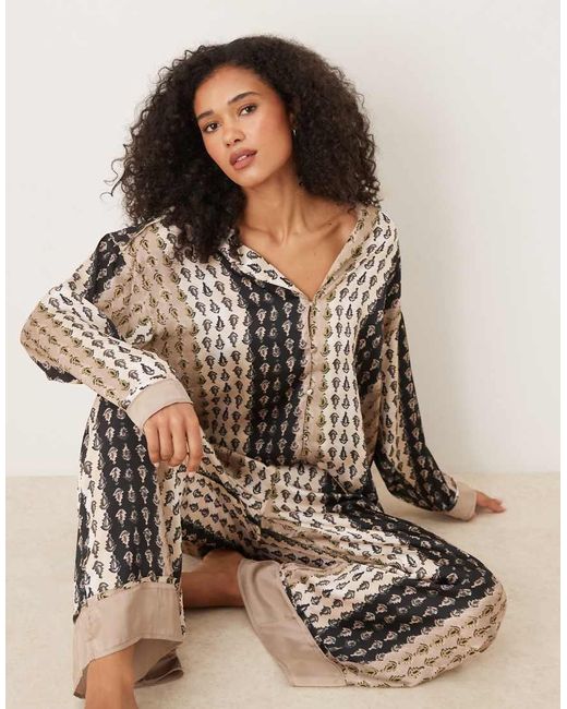 Free People Brown Dreamy Days Satin Pyjama Set