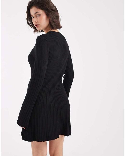 ONLY Blue Knitted Ribbed Mini Dress
