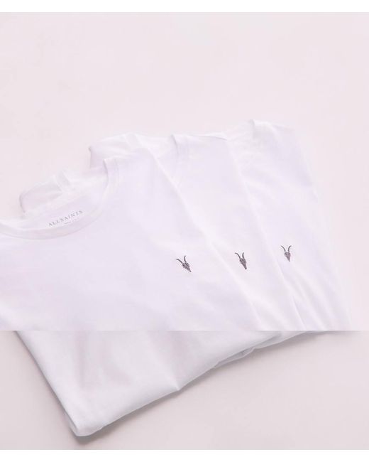 AllSaints Pink Brace 3-pack Brushed Cotton T-shirts for men