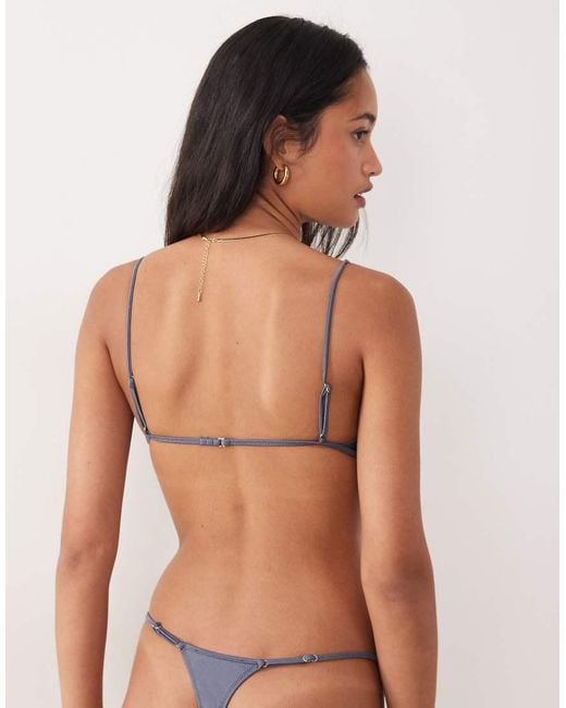 Mango Blue Bikini Bottom With Silver Hardwear Detailing