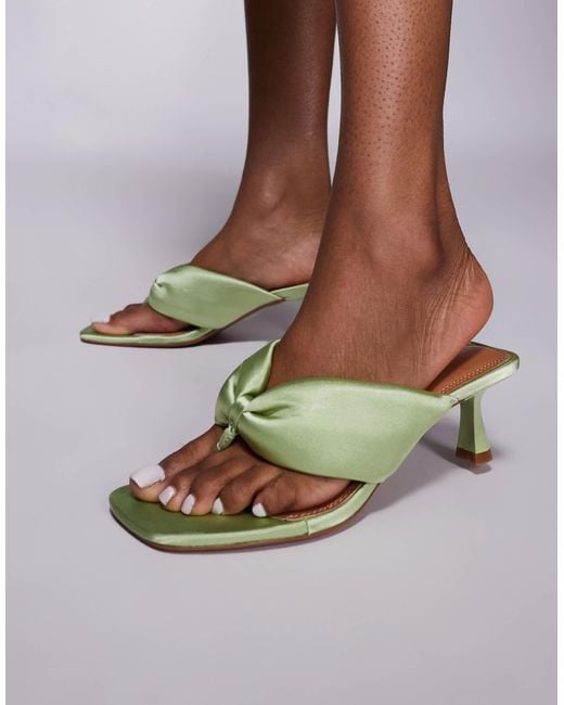 River Island Green Kitten Heel Toe Thong Sandal