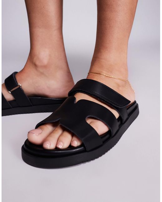 Steve Madden Black – missile – riemen-sandalen aus leder