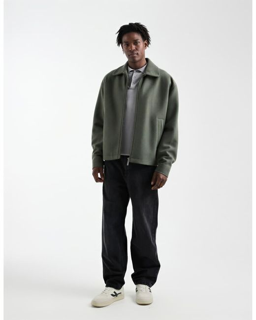 ASOS Gray Oversized Wool Look Harrington for men