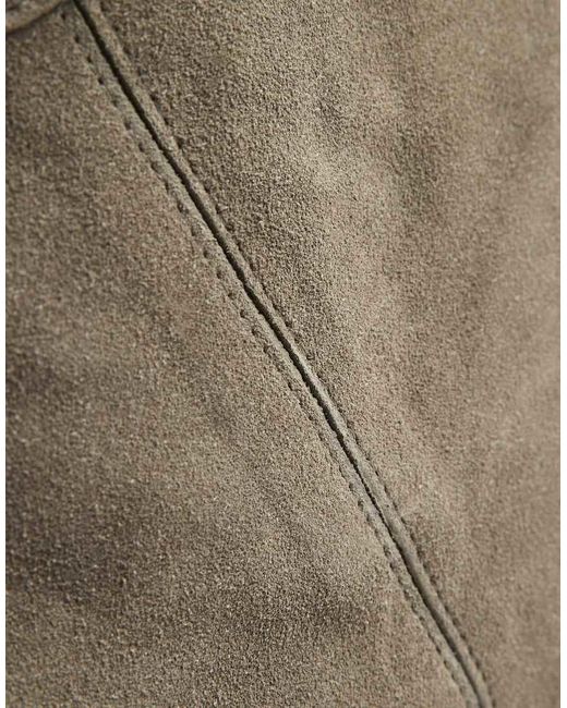 River Island Gray Buckle Handle Suede Shopper Bag