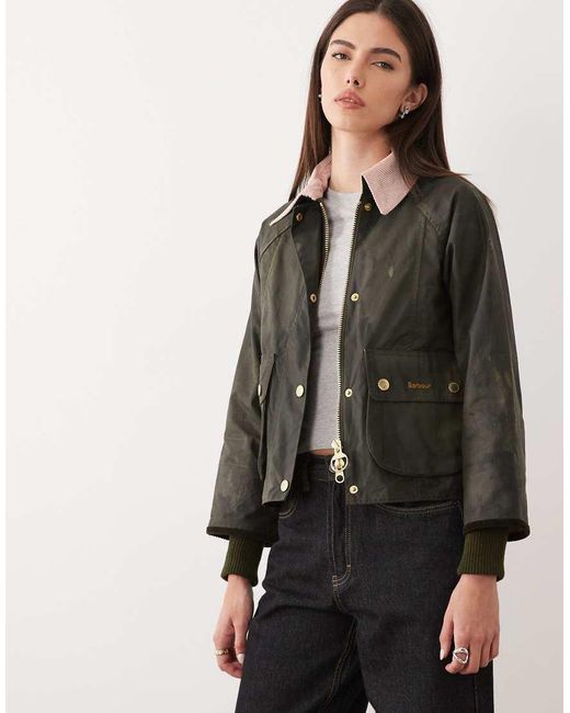 Barbour Black Beadnell Cropped Wax Jacket