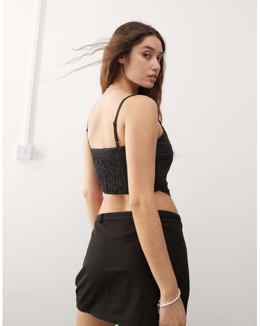 Daisy Street Black Cami Top With Daisy Trim