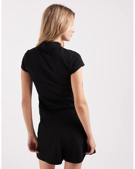 ASOS Black Stand Up Collar Fitted Top