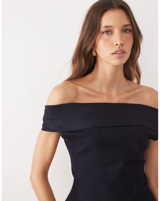 ASOS Blue Bardot Top