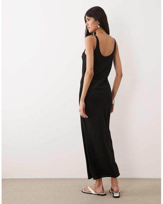 ASOS Black Scoop Neck Maxi Column Dress