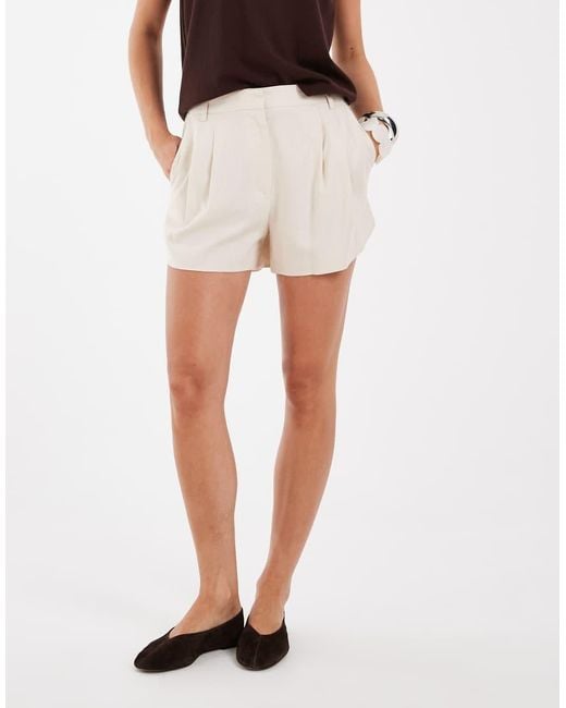 ASOS White Tailored Linen Look Runner Shorts