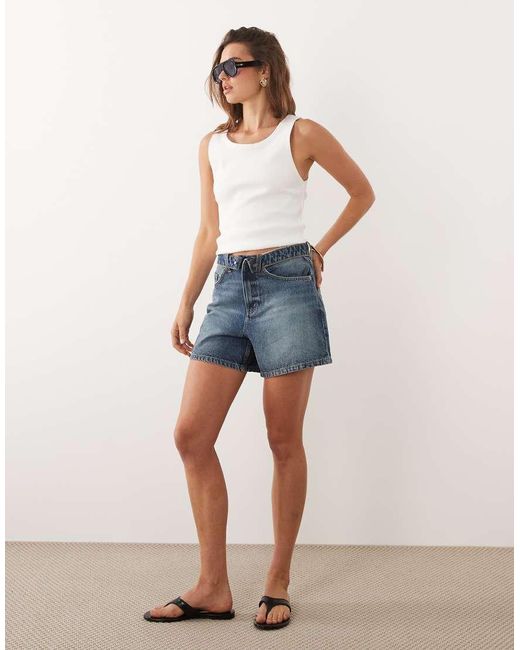 Cotton On Blue High Rise 90s Denim Shorts