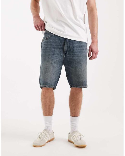 Wrangler Blue Cowboy Straight Fit Denim Shorts for men