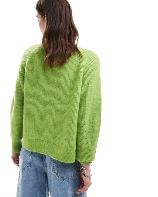SELECTED Green Lolina Button Down Fluffy Knit Cardigan