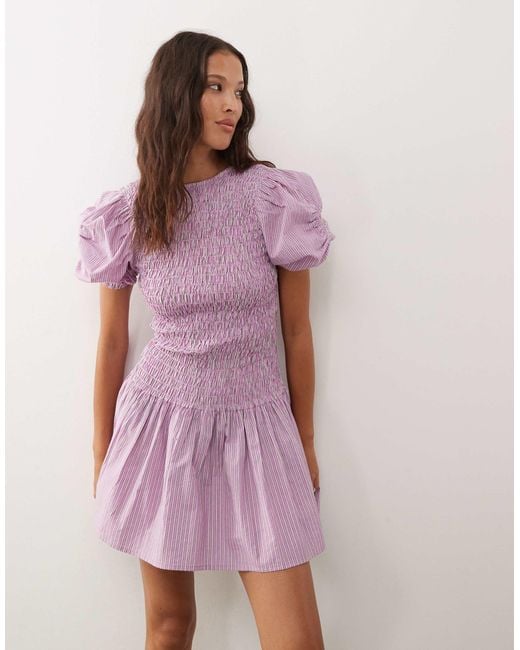 Collusion Shirred Drop Waist Mini Dress in Pink | Lyst Collusion Shirred Drop Waist Mini Dress in Pink | Lyst