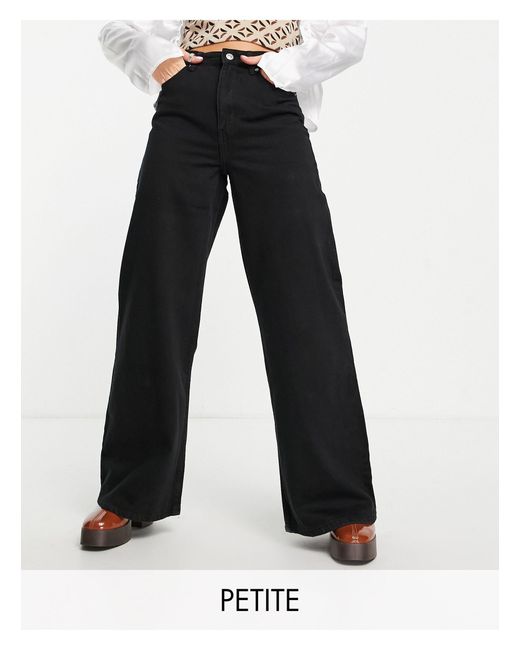 Bershka Denim 90's Petite Super Wide Leg Jean in Black | Lyst