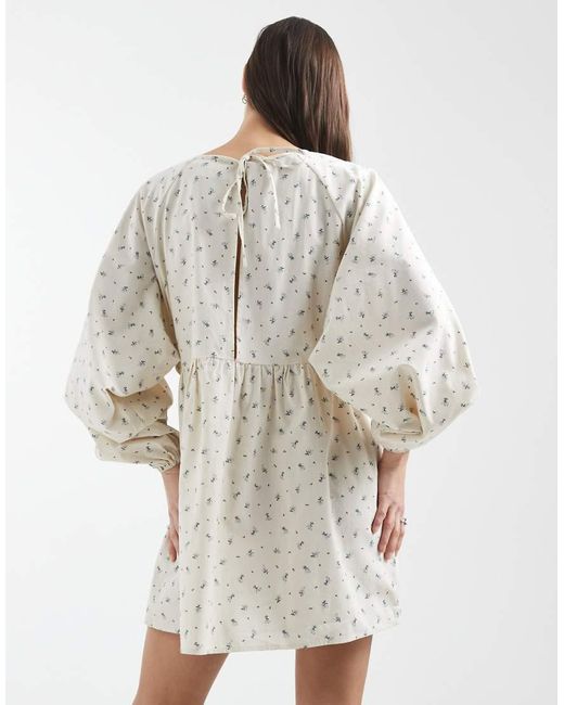 Daisy Street White Long Sleeve Smock Mini Dress