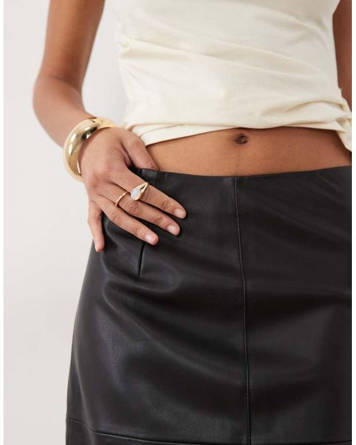 Mango Natural Faux Leather Pencil Midi Skirt