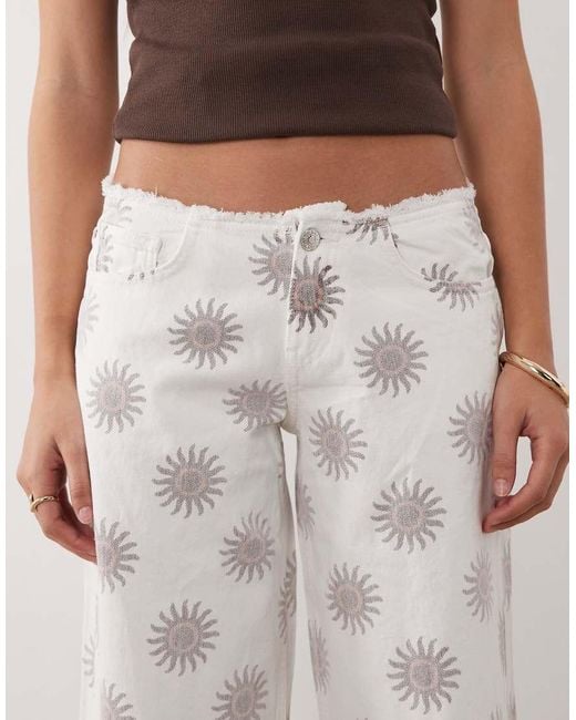 Mango Natural Teen Straight Jeans With Sunshine Print