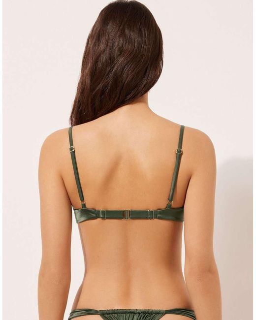 Calzedonia Green Push-Up Bikini Top Shiny Satin