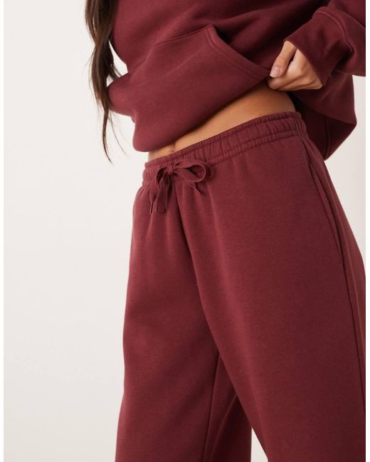 Gina Tricot Red Loose Fit Straight Leg Sweatpants