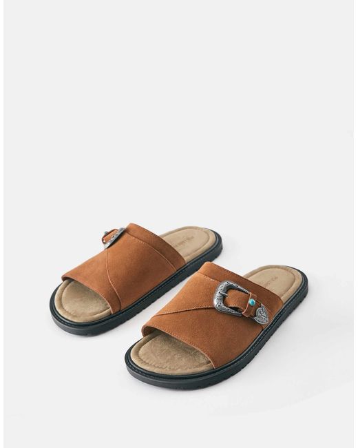 Pull&Bear Leder-cowboy-sandalen in Brown für Herren
