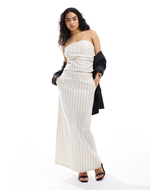 EDITED White Pinstripe Bandeau Top Co-ord