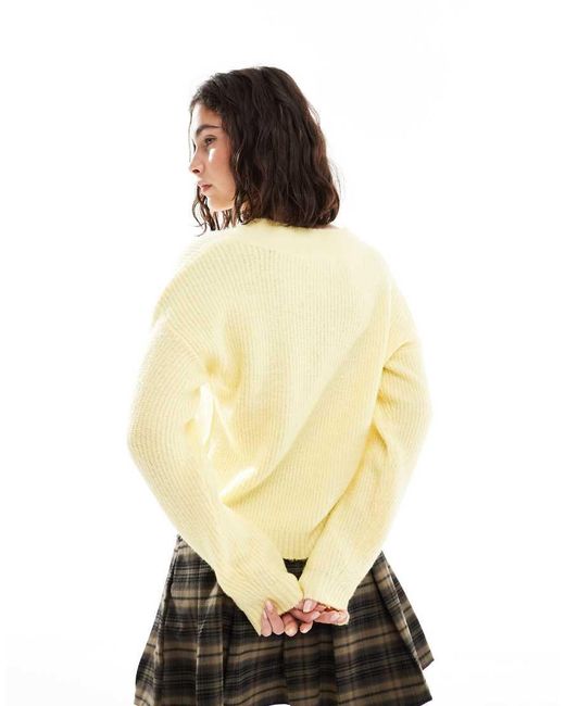 Brave Soul White V-neck Fisherman Knit Jumper