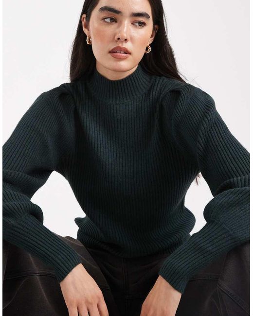 ONLY Black High Neck Puffy Sleeves Jumper