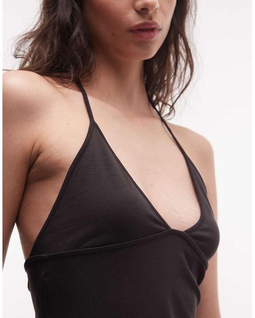 Weekday Black Slim Straps V-neck Halter Top