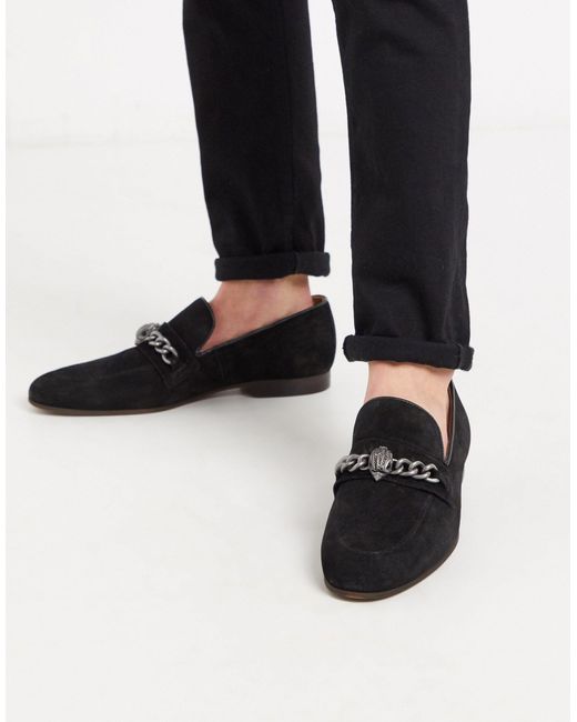 Kurt Geiger Chelsea Loafers With Eagle Gold Chain-black for men