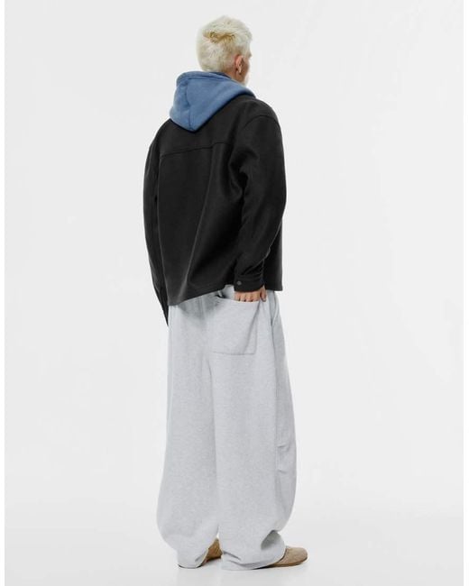 Pull&Bear Blue Cloth Overshirt With Pockets for men