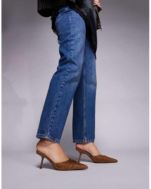 Public Desire Blue Apricot Heeled Mules