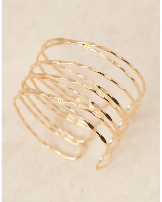 ASOS Brown Arm Cuff With Hammered Wraparound Design