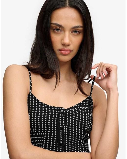 Superdry White Print Button Down Cami Midi Dress