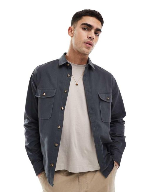 Camicia Giacca Squadrata Scuro di ASOS in Blue da Uomo