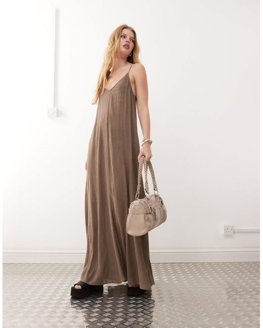 Weekday Natural Floaty Crepe Maxi Cami Dress