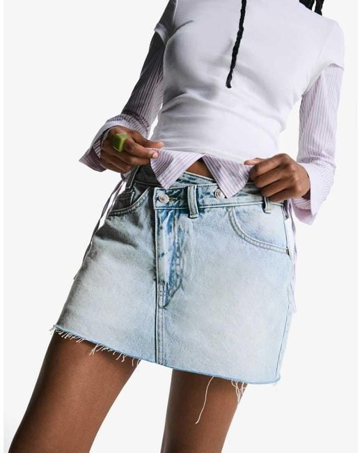 Bershka Blue Denim Mini Skort