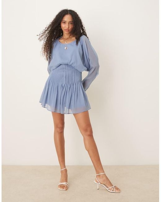 ASOS Blue Cowl Back Pleated Bodice Playsuit
