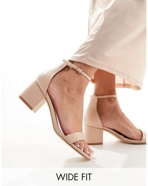 Truffle Collection Natural Wide Fit Block Heel Sandal