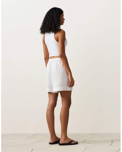 Oysho Natural 100% Linen Shorts