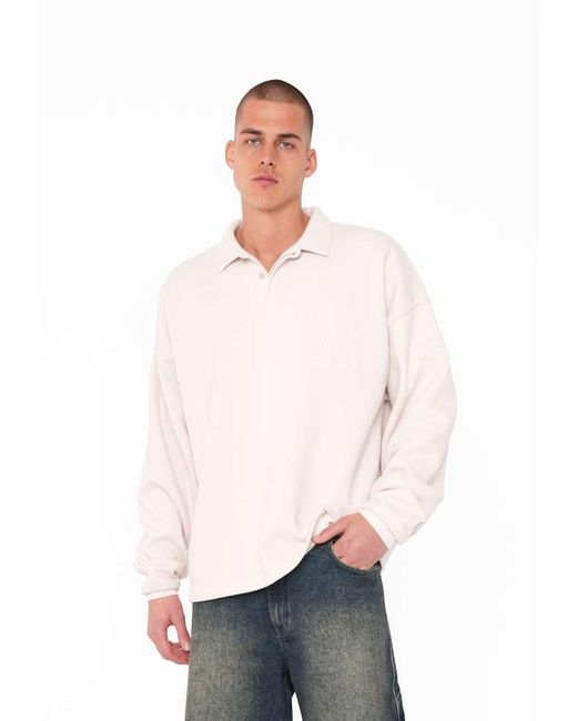 Multiply Apparel Oversized Sweatshirt Met Polokraag in het Pink