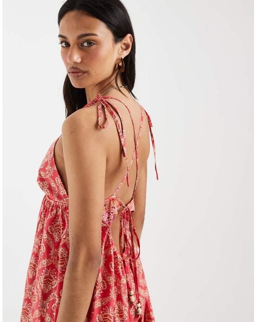 Free People Red Sorrento Boho Maxi Dress