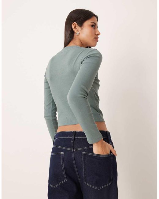 Calvin Klein Gray Monogram Logo Long Sleeve Top