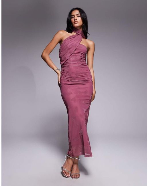 ASOS Purple Scarf Detail Bandeau Maxi Dress