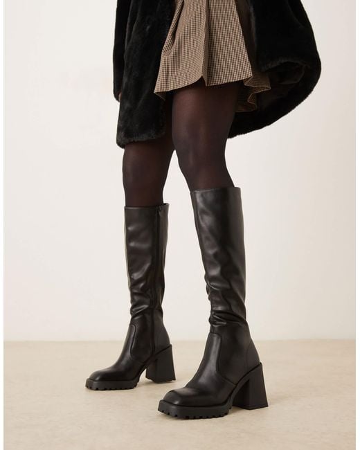 Raid Black Adilah Block Heel Knee Boots