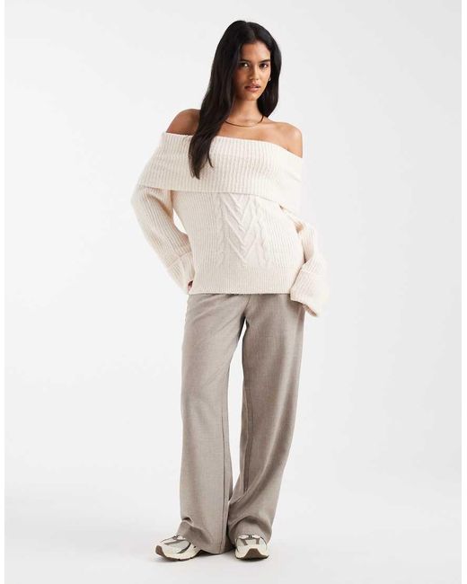 Jersey Con Escote Bardot De Punto De -Blanco ONLY de color Natural