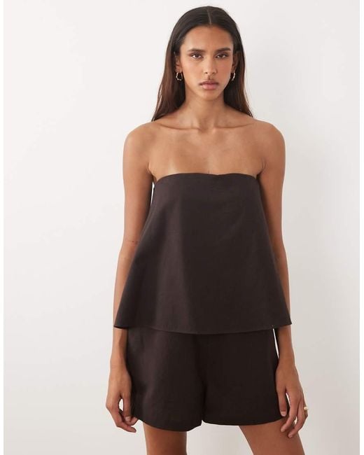 ASOS Black Asos Design Tall Bandeau Double Layer Playsuit