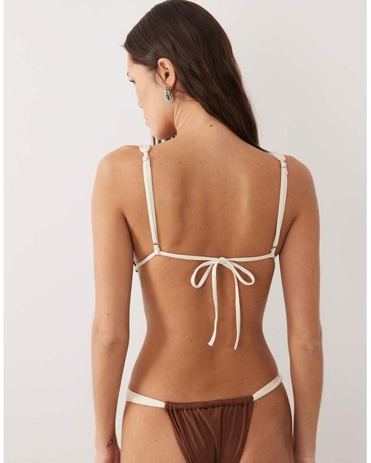 Rhythm Brown Rib Soft Strap Triangle Bikini Top